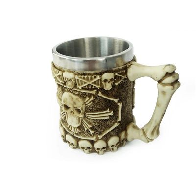 Caneca Caveira X Com Alça 400ml Copo Em Metal E Resina