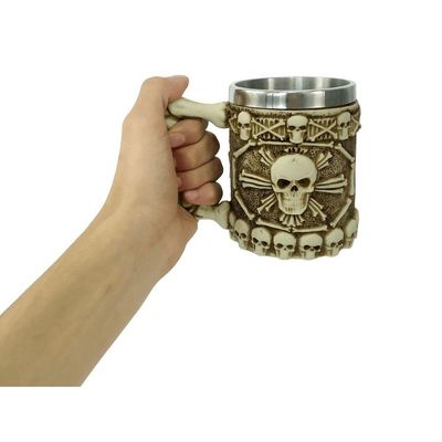 Caneca Caveira X Com Alça 400ml Copo Em Metal E Resina