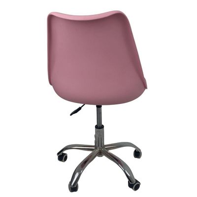 Kit 15 Cadeiras Office Base Cromada Com Rodizio Giratória Saarinen Rosa