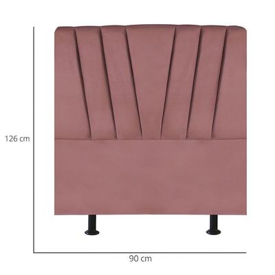 Cabeceira Estofada Cama Box Solteiro 90 Cm Louise Suede Rosé