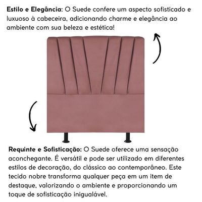 Cabeceira Estofada Cama Box Solteiro 90 Cm Louise Suede Rosé