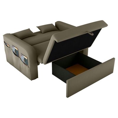 Sofá Cama Com Baú Gorteen Veludo Cappuccino