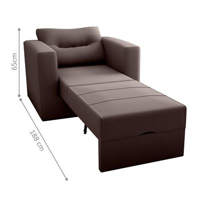 Sofá Cama 1 Lugar Cork Suede Marrom