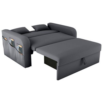 Sofá Cama Com Baú Gorteen Veludo Cinza