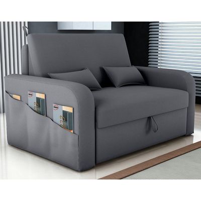 Sofá Cama Com Baú Gorteen Veludo Cinza