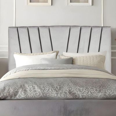 Cabeceira Estofada Cama Box Solteiro 100 Cm Louise Linho Cinza Claro