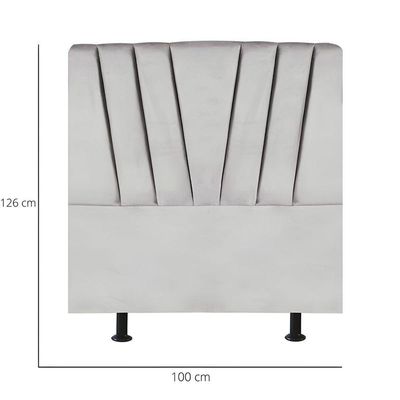Cabeceira Estofada Cama Box Solteiro 100 Cm Louise Linho Cinza Claro