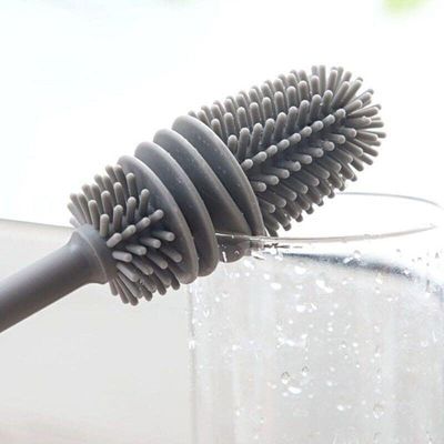 Escova De Silicone Cabo Longo Para Lavar Garrafas Jarras Mamadeiras Copos Taças Limpeza Profunda