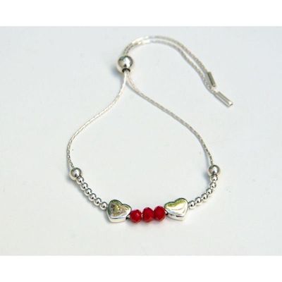 Pulseira Elegante De Prata 925 Com Corações E Pedras - Joia Delicada