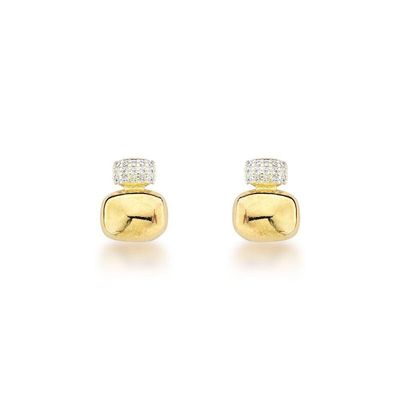 Toque De Glamour: Brincos Banhados A Ouro 18k Com Detalhe Em Zircônia Banhado A Ouro 18k