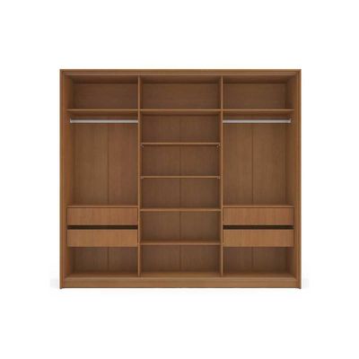 Guarda Roupa 3 Portas de Correr e 4 Gavetas Porto Branco/Creme - Politorno