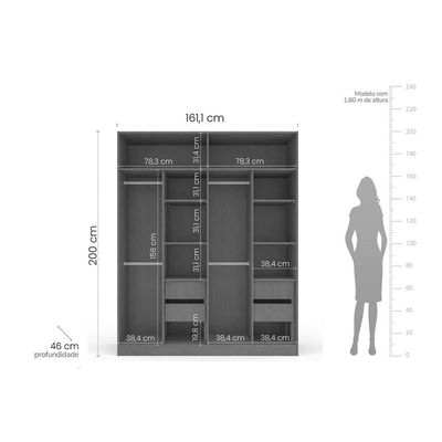Guarda Roupa 4 Portas e 4 Gavetas Porto Branco - Politorno