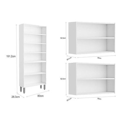 Cozinha Modulada Bertolini Evidence 3 Peças (2Aéreos+1Paneleiro) CPT50 Branco/Preto-Bertolini