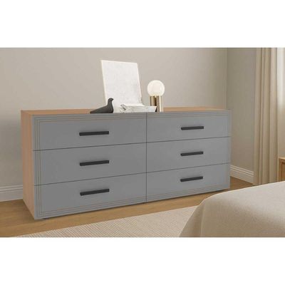 Cômoda de Quarto Valência c/ 6 Gavetas Freijo/Cinza - Politorno