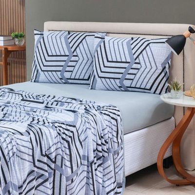Jogo Cama Lençol Casa Scarpa Sonnet Casal 4 Peças Cinza