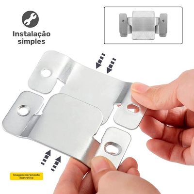 01 Par Conector De Encaixe Para Móveis Compátivel Sofá Cabeceira Painel Galvanizado - Desk Design