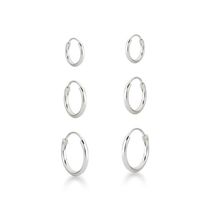 Kit Trio De Argolas Lisas Prata 925 Unissex