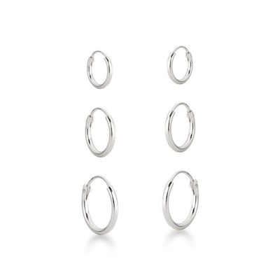 Kit Trio De Argolas Lisas Prata 925 Unissex