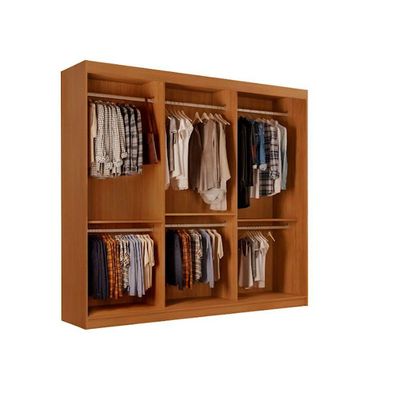 Guarda Roupa Casal Vitor Premium 3pts Com Espelho Moderna Naturalle