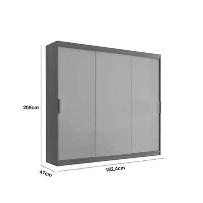 Guarda Roupa Casal Vitor Premium 3pts Com Espelho Moderna Branco