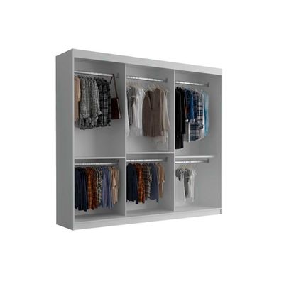 Guarda Roupa Casal Vitor Premium 3pts Com Espelho Moderna Branco