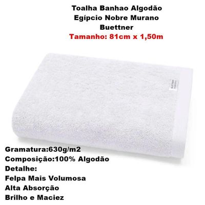 Toalha Banhão Buettner Algodão Egípcio Nobre 81cmx150cm Murano Branca