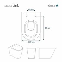 Tampa De Vaso Poliéster Com Amortecedor Link-lk Preto Para Bacia Deca Com Ferragem Preta
