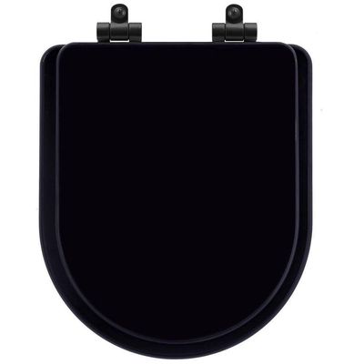 Tampa De Vaso Poliéster Com Fechamento Lento Nuova Preto Para Louça Deca Com Ferragem Preta
