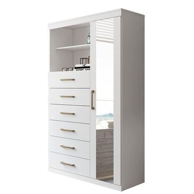 Multi-cômoda Marabá 1.6 1 Porta E 6 Gavetas Branco Com Espelho - Santos Andirá Branco