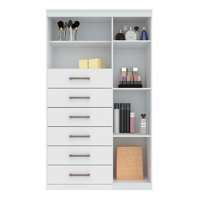 Multi-cômoda Marabá 1.6 1 Porta E 6 Gavetas Branco Com Espelho - Santos Andirá Branco