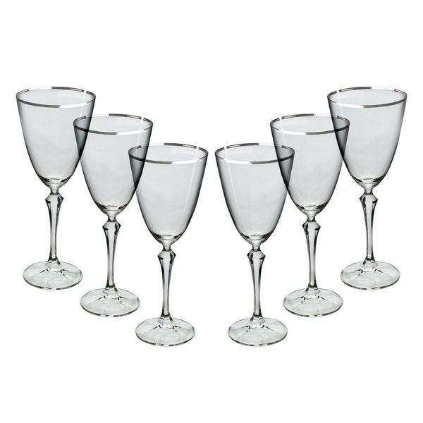 Jogo de taças para água Bohemia Elizabeth em cristal 350ml 6 peças prata rim