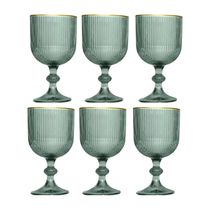 Jogo de taças em vidro borda dourada L'Hermitage Cameratta 365ml 6 peças verde