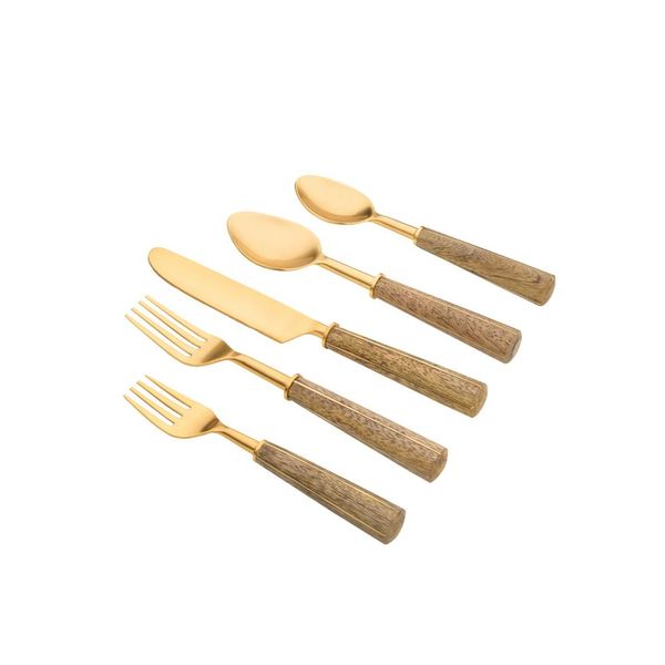 Faqueiro em inox Copa&Cia Garbo Goldwood 30 peças