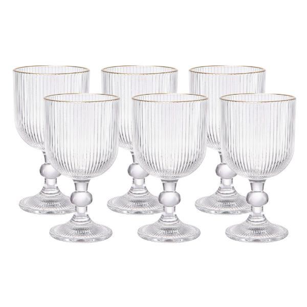 Jogo de taças em vidro com borda dourada L'Hermitage Cameratta 365ml 6 peças