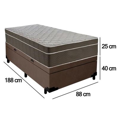 Cama Box Baú Suede Solteiro + Colchão Sereneprime Molas Ensacadas 88x188x69 Cor:marrom.