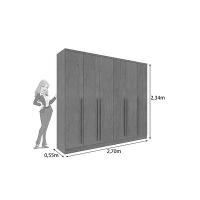 Guarda Roupa 6 Portas 6 portas e 8 Gavetas Sevilla Neve - Tcil Móveis