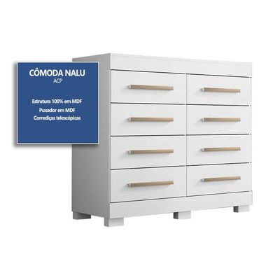 Cômoda Casal Nalu c/ 8 Gavetas Cinamomo - ACP