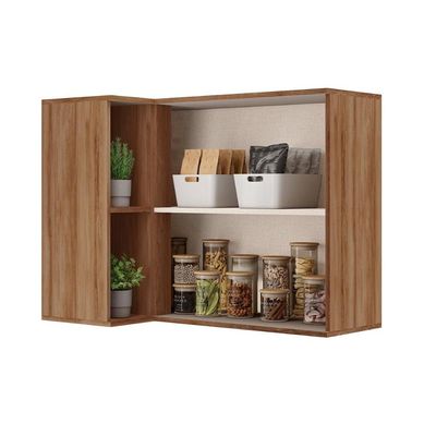 Armário Aéreo Cozinha Modulado Alpha 2505 Canto Reto c/ 2 Portas 94cm Freijo/Off White - Carraro