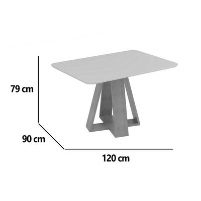 Mesa Multiuso Cozinha Kiara c/ Tampo Madeirado c/ Vidro Curvo 120x90cm Freijo/Off White - DJ Móveis