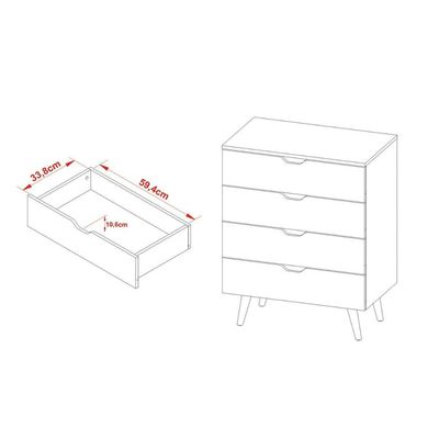 Cômoda Casal CM-8026 c/ 4 Gavetas Amêndoa/Branco - Tecno Mobili