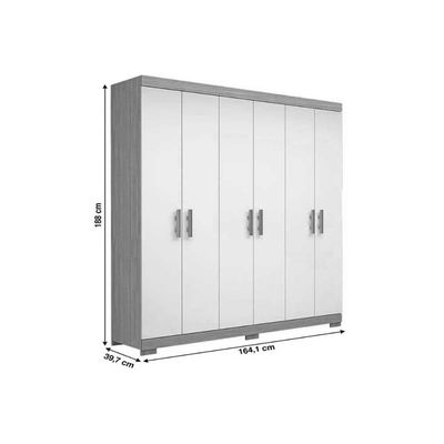 Guarda Roupa 6 Portas e 2 Gavetas Lana Cinamomo/Off White - ACP