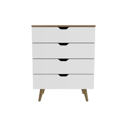 Cômoda Casal CM-8026 c/ 4 Gavetas Amêndoa/Branco - Tecno Mobili
