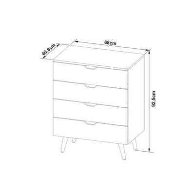 Cômoda Casal CM-8026 c/ 4 Gavetas Amêndoa/Branco - Tecno Mobili