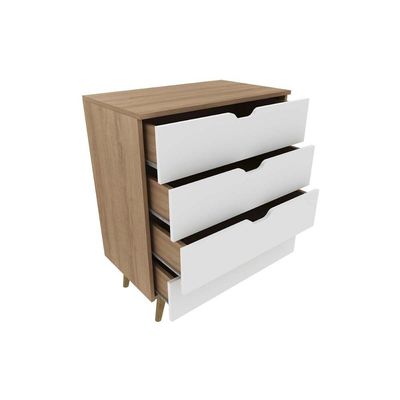 Cômoda Casal CM-8026 c/ 4 Gavetas Amêndoa/Branco - Tecno Mobili