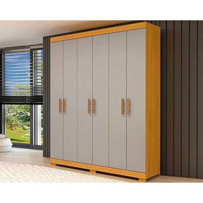 Guarda Roupa 6 Portas e 2 Gavetas Lana Cinamomo/Off White - ACP