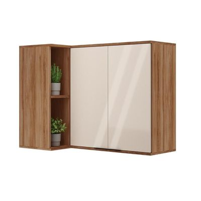 Armário de Cozinha Modulado Alpha 2505 Canto Reto c/ 2 Portas 94cm Freijo/Off White - Carraro