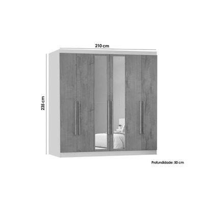 Guarda Roupa 6 Portas (2 c/ Espelho) e 6 Gavetas Oslo Braúna - Europa