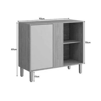 Gabinete de Cozinha Modulado Balcão c/ Tampo Divina de Canto c/ 1 Porta 92cm Cinamomo/Platina - MGM