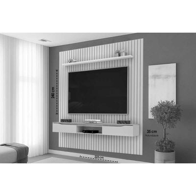 Painel Quarto p/ TV Isac 223x240cm Bali/Cedro - DJ Móveis