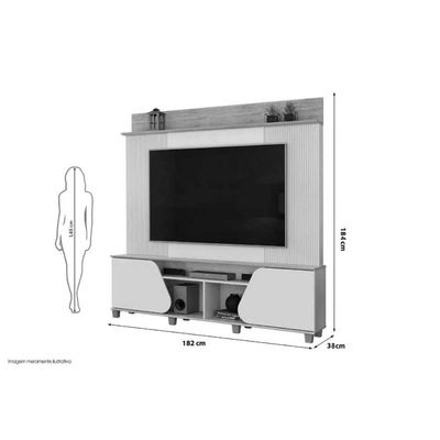 Rack Bancada c/ Painel p/ TV até 70 Pol Henry 2 Porta 182x184cm Bali/Cedro - DJ Móveis